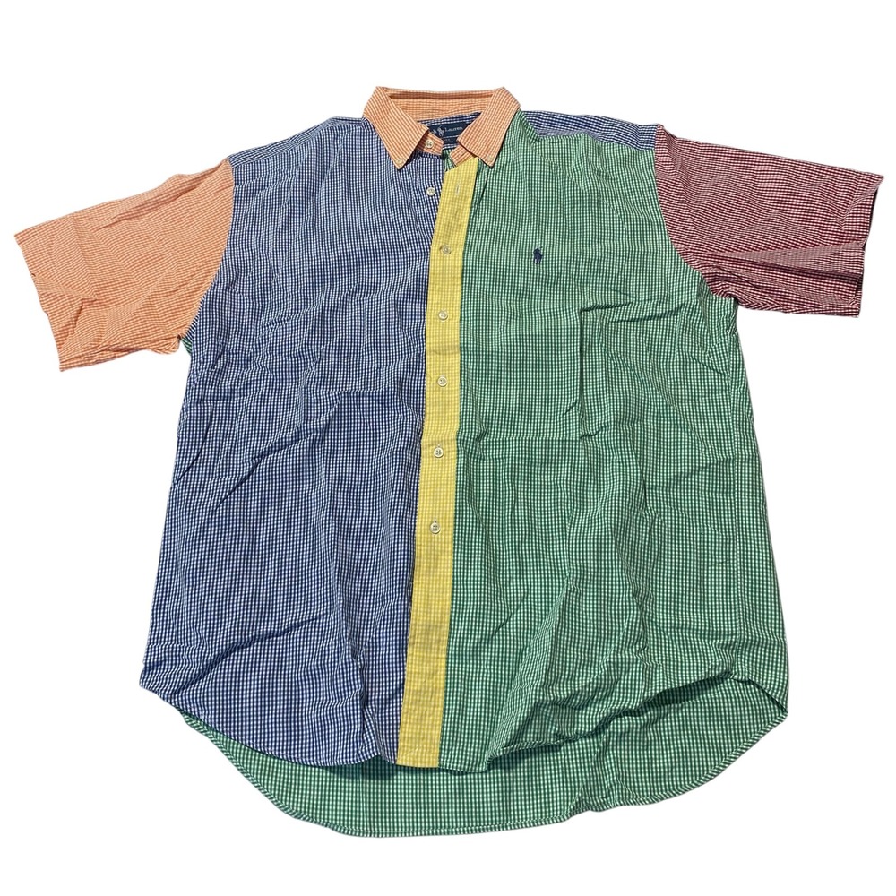 Polo by Ralph Lauren Multicolor Patchwork Gingham Short-Sleeve Shirt